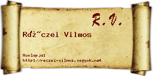 Réczei Vilmos névjegykártya