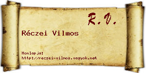 Réczei Vilmos névjegykártya